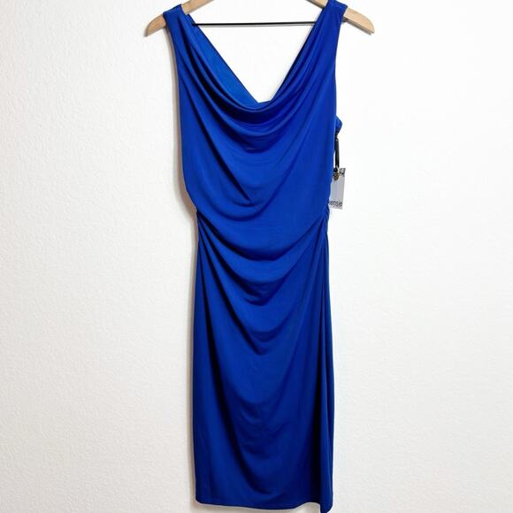 KENSIE WOMEN'S JERSEY BODYCON COWL NECK MINI DRESS COBALT SIZE 6 BRAND NEW - Picture 6 of 9
